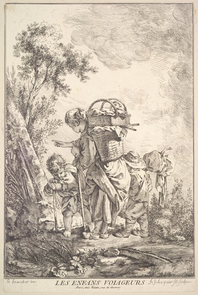 Putující děti, střední až konec 18. století. od Jacques Gabriel Huquier