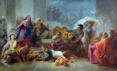 Kristus vyhání obchodníky z chrámu od Jacques Gamelin