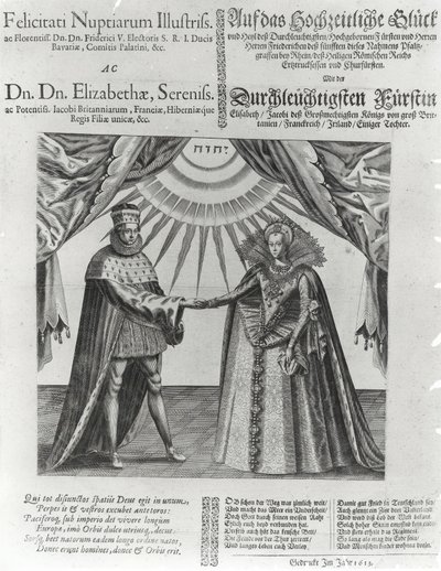 Široká strana o svatbě Fridricha V., kurfiřta Palatina a anglické princezny Alžběty, 1613 od Jacques Granthomme
