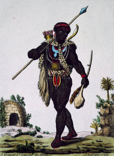 Muž z kmene Namaquas, Afrika, rytina z Encyklopedie plaveb od Jacques Grasset de Saint Sauveur