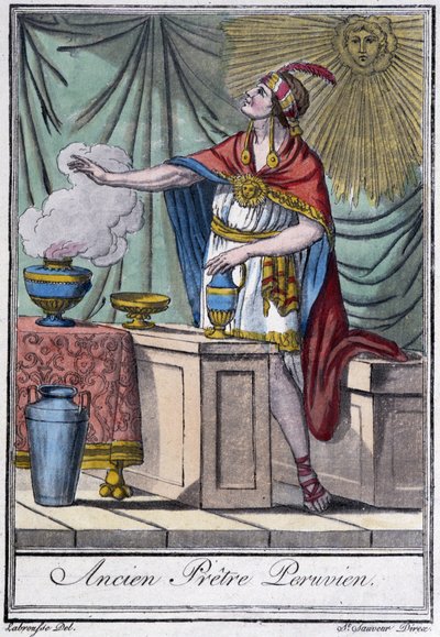 Bývalý peruánský kněz (inca) - v „“Encyklopedii cest”” od J. Grasset-Saint-Sauveur, Paříž od Jacques Grasset de Saint Sauveur