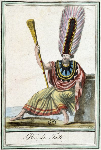Král Tahiti – v “”Encyklopedie cest”” od J. Grasset Saint-Sauveur od Jacques Grasset de Saint Sauveur