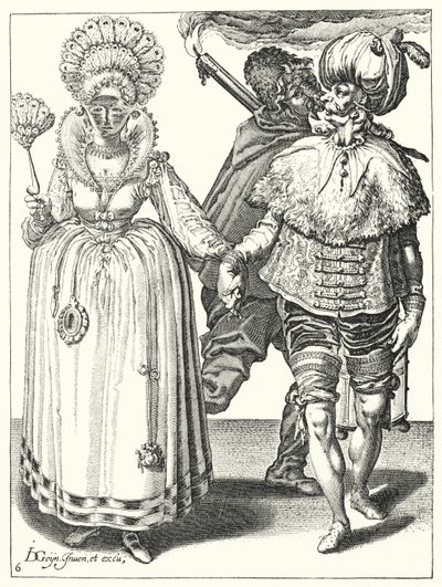 Maškaráda (rytina) od Jacques II de Gheyn