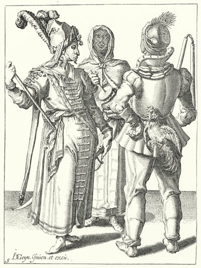 Maškaráda (rytina) od Jacques II de Gheyn