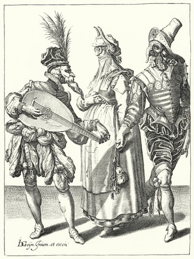 Maškaráda (rytina) od Jacques II de Gheyn