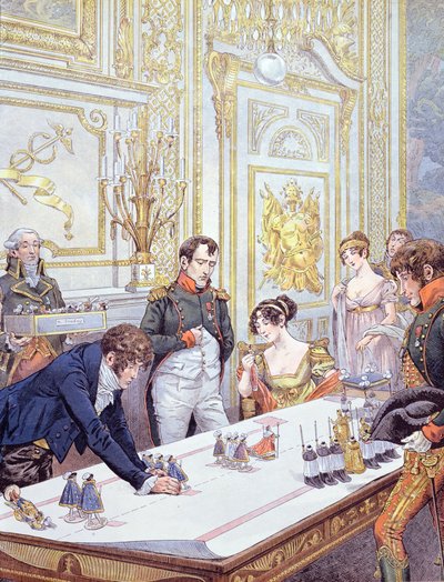 Napoleon (1769-1821) a jeho manželka Josefína (1763-1814) připravují korunovaci, ilustrace z knihy "Bonaparte" od G. Montorgueila, 1910 od Jacques Marie Gaston Onfray de Breville (Job)
