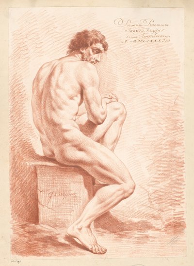 Sedící mužský akt, při pohledu zezadu (1. cena 1783) od Jacques Kuyper