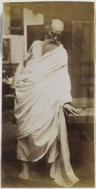 Studie mužského modelu, starého muže s plnovousem a zahaleného do bílé látky, v ateliéru Jacquese de Lalaing od Jacques Lalaing (attributed to)