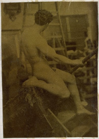 Studie modelu mužského aktu při pohledu zezadu v ateliéru Jacquese de Lalainga od Jacques Lalaing (attributed to)