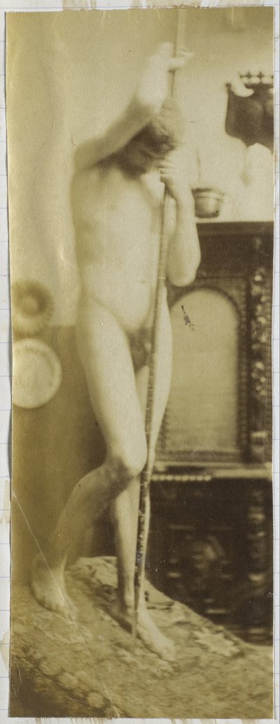 Studie modelky mužského aktu, stojícího, v ateliéru Jacquese de Lalainga od Jacques Lalaing (attributed to)