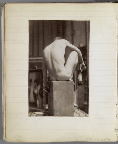 Studie modelu mužského aktu, sedícího a viděného zezadu, v ateliéru Jacquese de Lalainga od Jacques Lalaing (attributed to)