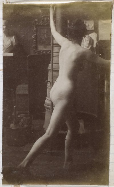 Studie modelu ženského aktu při pohledu zezadu v ateliéru Jacquese de Lalainga od Jacques Lalaing (attributed to)