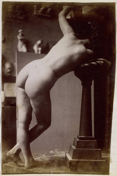 Studie modelu ženského aktu při pohledu zezadu v dílně Jacquese de Lalaing, předběžná studie pro kruhovou fontánu od Jacques Lalaing (attributed to)
