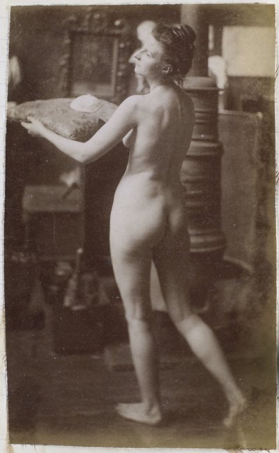 Studie modelu ženského aktu, viděno šikmo zezadu, v ateliéru Jacquese de Lalaing od Jacques Lalaing (attributed to)