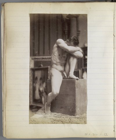Studie sedícího modelu mužského aktu v ateliéru Jacquese de Lalainga od Jacques Lalaing (attributed to)