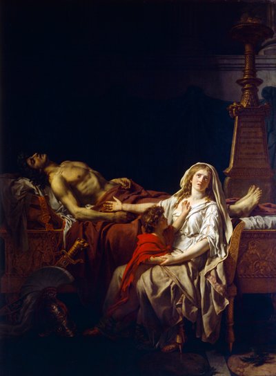 Andromache smutek nad tělem Hectora, Jacques-Louis David (1748-1825) od Jacques Louis (studio of) David