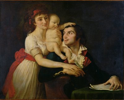 Camille Desmoulins (1760-94), jeho manželka Lucile (1771-94) a jejich syn Horace-Camille (1792-1825) kolem roku 1792 (olej na plátně) od Jacques Louis (workshop of) David