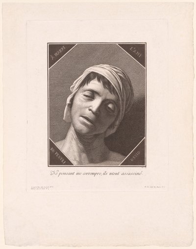 Marat, jak vypadal v okamžiku své smrti od Jacques Louis Copia