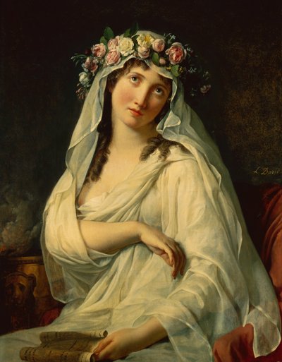 Vestálská panna korunovaná květinami od Jacques Louis David