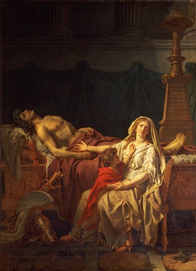 Andromache truchlí Hector od Jacques Louis David