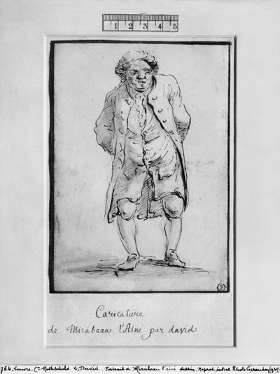 Karikatura Honore Gabriela Riquetiho, hraběte de Mirabeau (pero, hnědá tuš a šedá barva na papíře) od Jacques Louis David