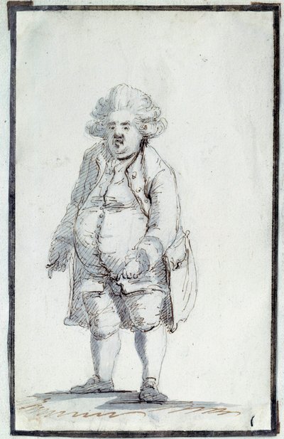 Francouzská revoluce: "" Karikatura de Mirabeau-Tonneau"" Andre Boniface Louis Riquetti (1754-1792), vikomt de Mirabeau, známý jako "Mirabeau-Tonneau" (Mirabeau Tonneau), byl kvůli své korpulentnosti přezdíván sud. Kresba hnědým inkoustem od Jacquese Louis od Jacques Louis David