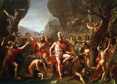 „Leonidas u Thermopyl“, 5. století před naším letopočtem, c1814 od Jacques Louis David