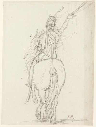 Důstojník na koni zezadu od Jacques Louis David