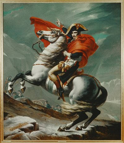 Napoleon při přejezdu průsmyku Saint Bernhard, jedna z pěti verzí (olej na plátně) od Jacques Louis David