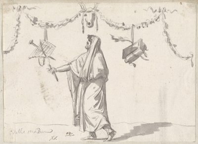 Ornament s vousatým mužem ve starověkých šatech od Jacques Louis David