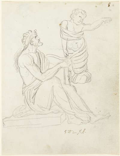 Sedící muž a zavinuté dítě od Jacques Louis David