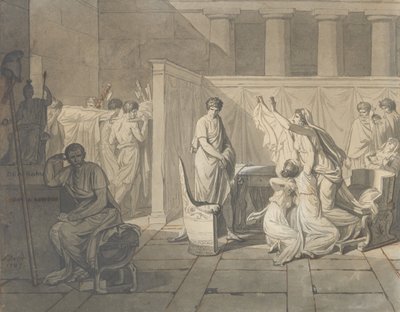 Studie pro The Lictors Bringing Brutus the Body of his Sons, 1787. od Jacques Louis David
