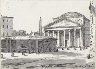 Pantheon při pohledu z náměstí Piazza od Jacques Louis David