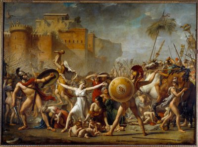 Sabinové vstupující mezi své římské manžely (vpravo) a jejich bratry Sabine (vlevo) a ukazují jim své děti - Obraz Jacques-Louis (Jacques Louis) David (1748-1825) od Jacques Louis David