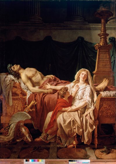 Bolest vdovy Andromaque Hectora, zabitá Achillem, reprezentovaná tělem jejího manžela. Obraz Jacquese Louise Davida (1748-1825) Paříž, Musee du Louvre od Jacques Louis David
