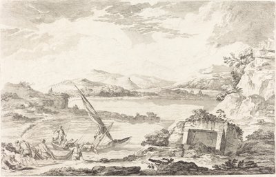 Pohled na starověký přístav Phaleron, Atény od Jacques Philippe LeBas after Julien David Le Roy