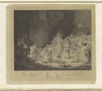 Predikende Christus (De Honderdguldenprent) Pán uzdravuje nemocné (název na předmětu) Kolekce osmdesáti pěti původních tisků (název série) od Jacques Philippe Le Bas