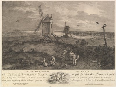 Druhý pohled na okolí Brugg IIe. Vue des environs de Bruggy. od Jacques Philippe Le Bas