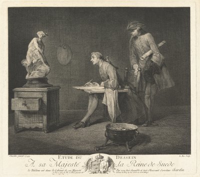 Studium kresby (lekce kreslení) od Jacques Philippe Le Bas after Jean Siméon Chardin