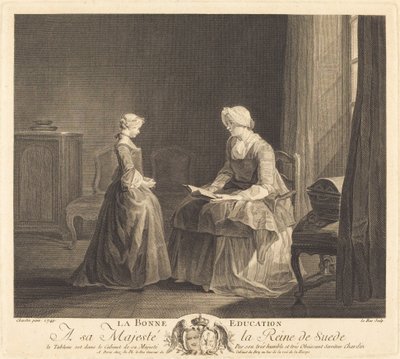 La Bonne vzdělání (Dobré vzdělání) od Jacques Philippe Le Bas after Jean Siméon Chardin