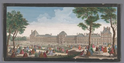 Pohled na Palais des Tuileries v Paříži z Jardin des Tuileries Les promenades du Palais Thuilleries (název na objektu) od Jacques Rigaud