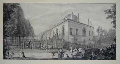 Neopalladiánská vila lorda Burlingtona v Chiswick a Jacobean House (pero a inkoust s mytím na papíře) od Jacques Rigaud