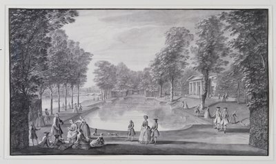 Povodí řeky, Chiswick Villa lorda Burlingtona (pero a inkoust s mytím na papíře) od Jacques Rigaud