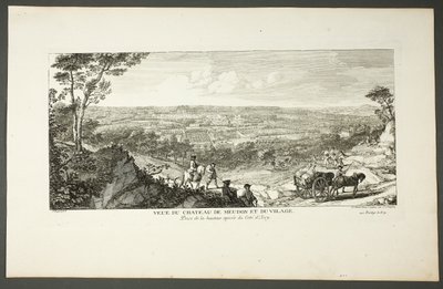 Pohled na královský palác Meudon a vesnici, ze série Le Château de Meudon od Jacques Rigaud