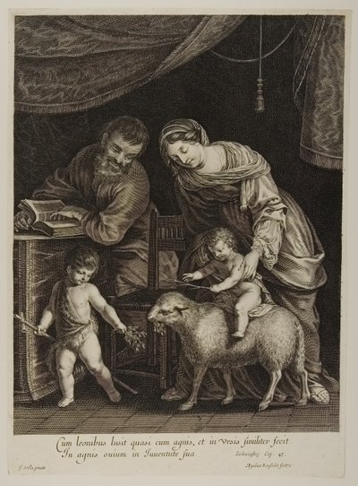 Svatá rodina se svatým Janem, rytina Gilles Rousselet (rytina) od Jacques Stella