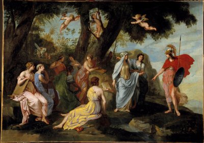 Minerve in the Muses Malba od Jacquese Stelly (1596-1657) 1640 Sun. 1,16x1,62 m od Jacques Stella