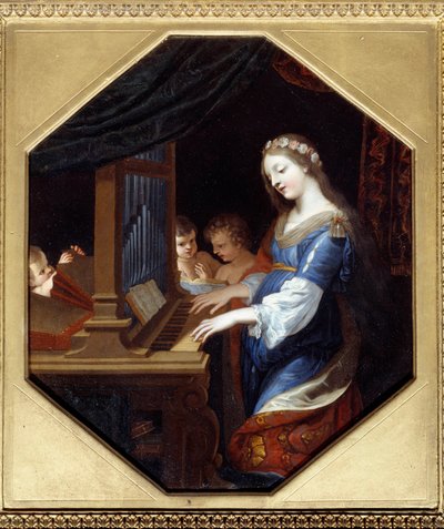 Svatá Cecile hrající na varhany Obraz od Jacquese Stelly od Jacques Stella