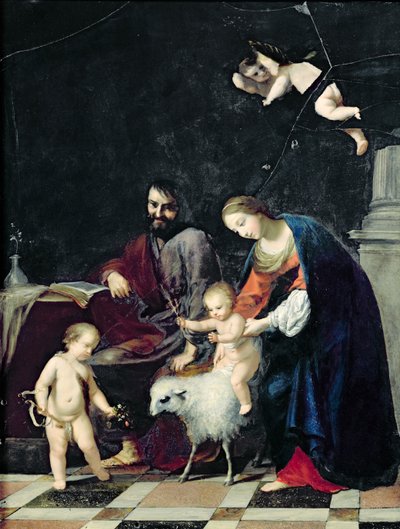 Svatá rodina (olej na mramoru) od Jacques Stella