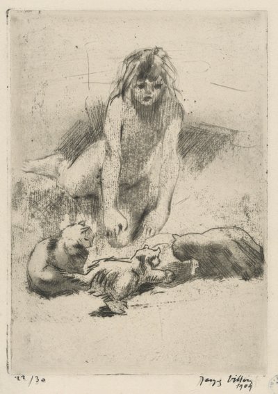 Minne et les chats buvant (Minne a pijící kočky), ze suity Le bain de Minne (Minne od Jacques Villon