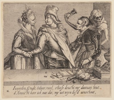 Mladý muž mezi mladou a starou ženou, z knihy Nerovní milenci od Jacques de Gheyn II